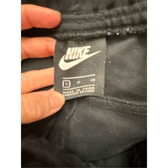 Nike Black Cotton Blend Fleece Tapered Joggers Zipper Ankle Sweatpants Small - Picture 4 of 6